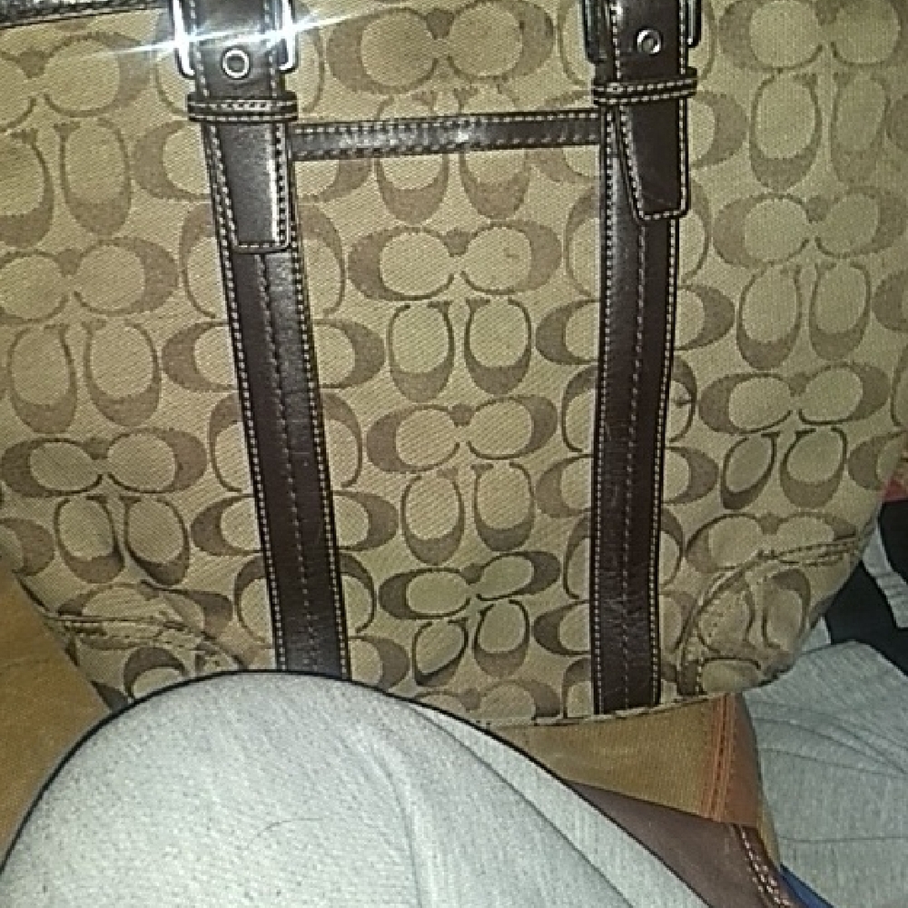 Coach Beige and Brown Signature Tote